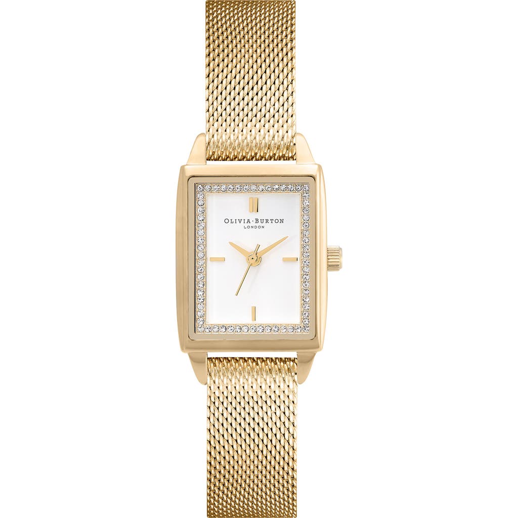 Olivia Burton Classics Rectangular Mesh Strap Watch, 20mm in Gold  product