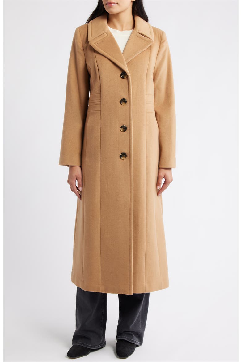 Wool Blend Longline Coat, Alternate, color, CAMEL