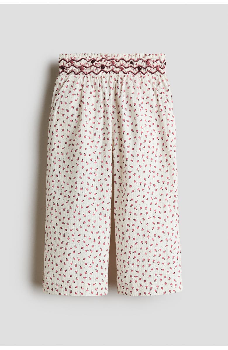 H&M Floral-print Cotton Culottes, Main, color, White/Floral