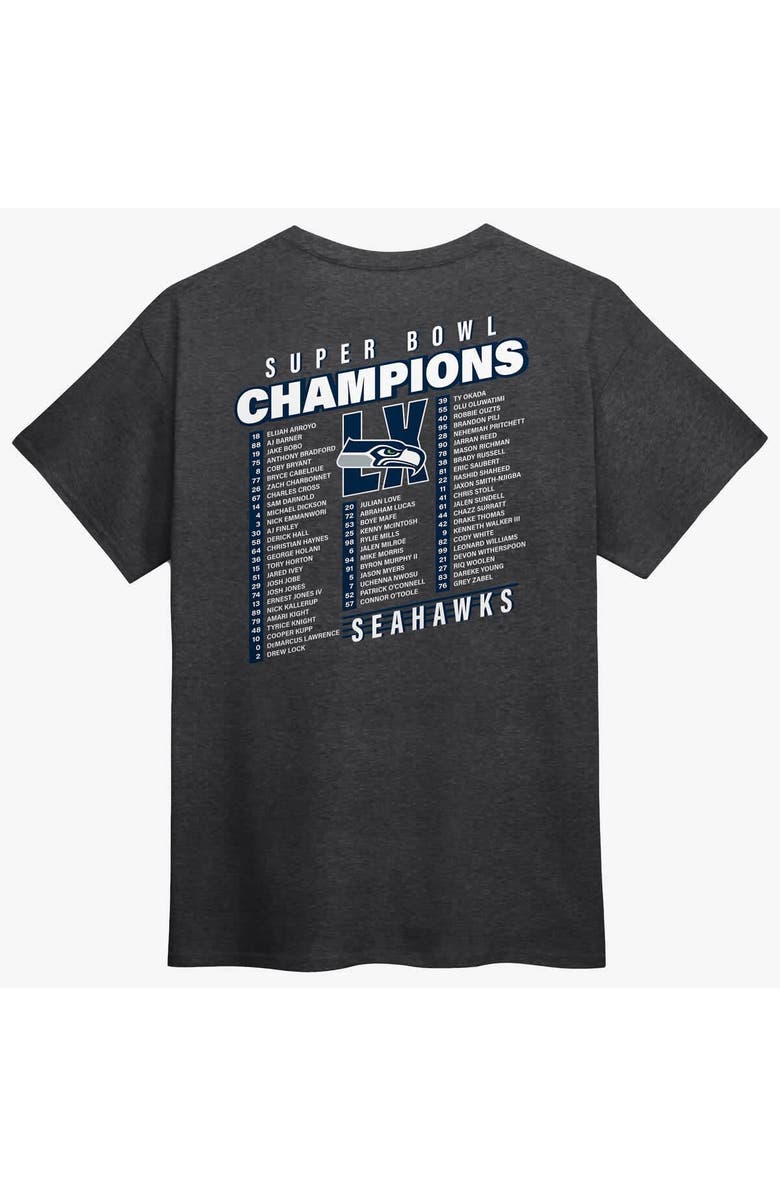 FANATICS Men's Fanatics Heather Charcoal Seattle Seahawks Super Bowl LX Champions Best Teammates Roster T-Shirt, Alternate, color, Heather Charcoal