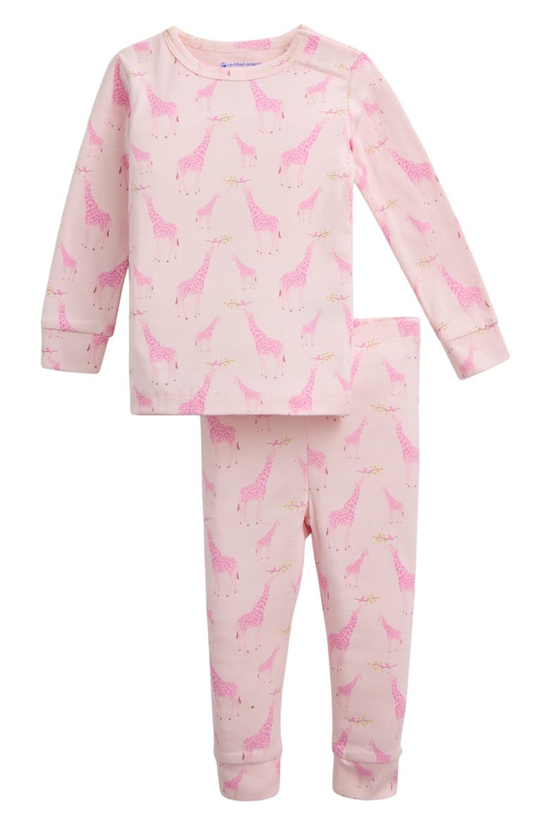 Kids' Jolie Giraffe Two-Piece Fitted Pajamas, Main, color, PINK