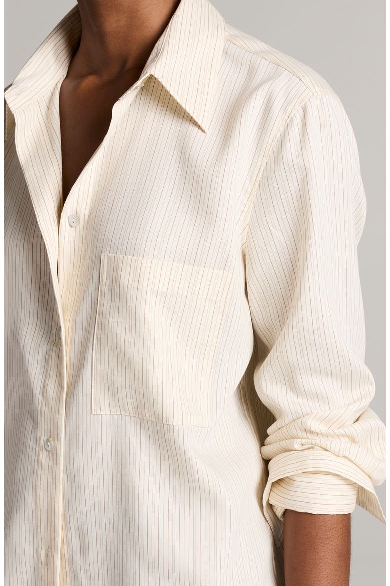 Striped Long Sleeve Shirt, Alternate, color, CREAM/ BROWN