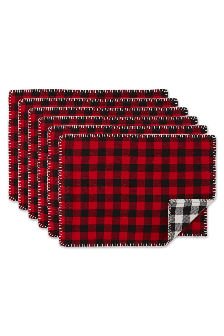 Christmas Buffalo Check Emb Placemat Set/6, Main, color, Christmas Buffalo