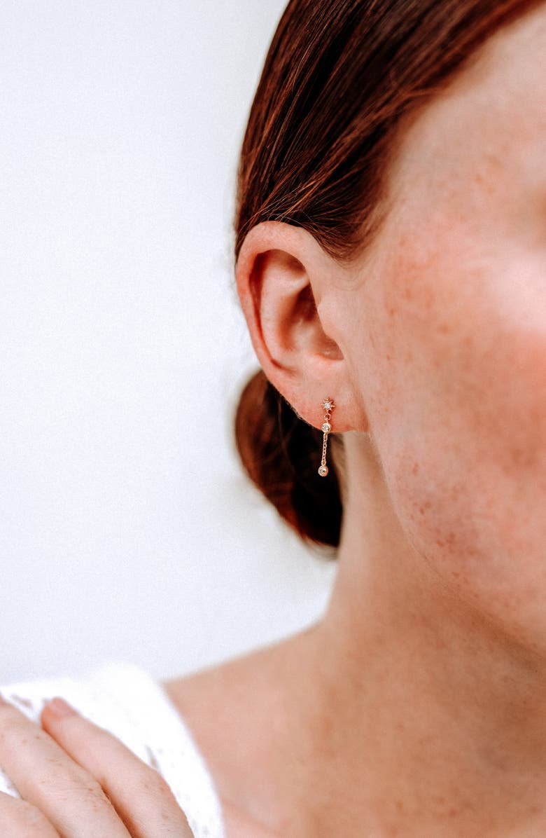 Anzie Starburst Diamond Chain Drop Earrings, Alternate, color, Yellow Gold