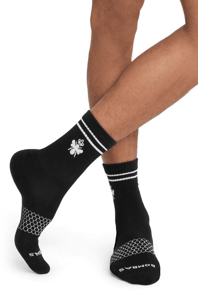 Bombas Core Original Half Calf Socks, Alternate, color, Black/ White