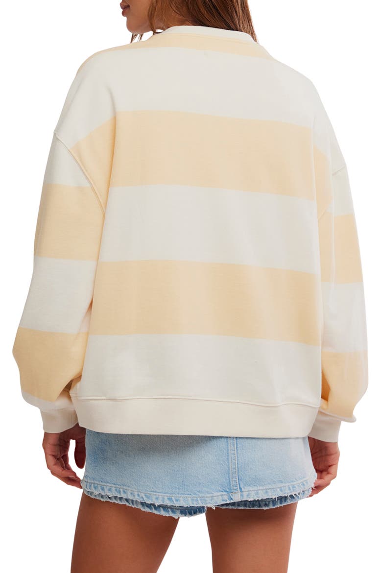 Oversize Stripe Sweatshirt, Alternate, color, APRICOT COMBO