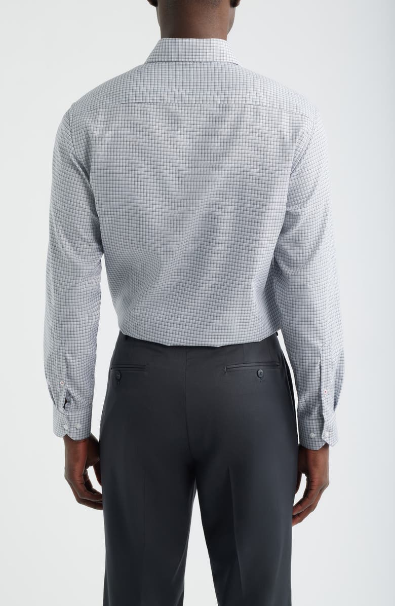 DANIEL HECHTER Modern Fit Check Textured Cotton Dress Shirt, Alternate, color, Grey
