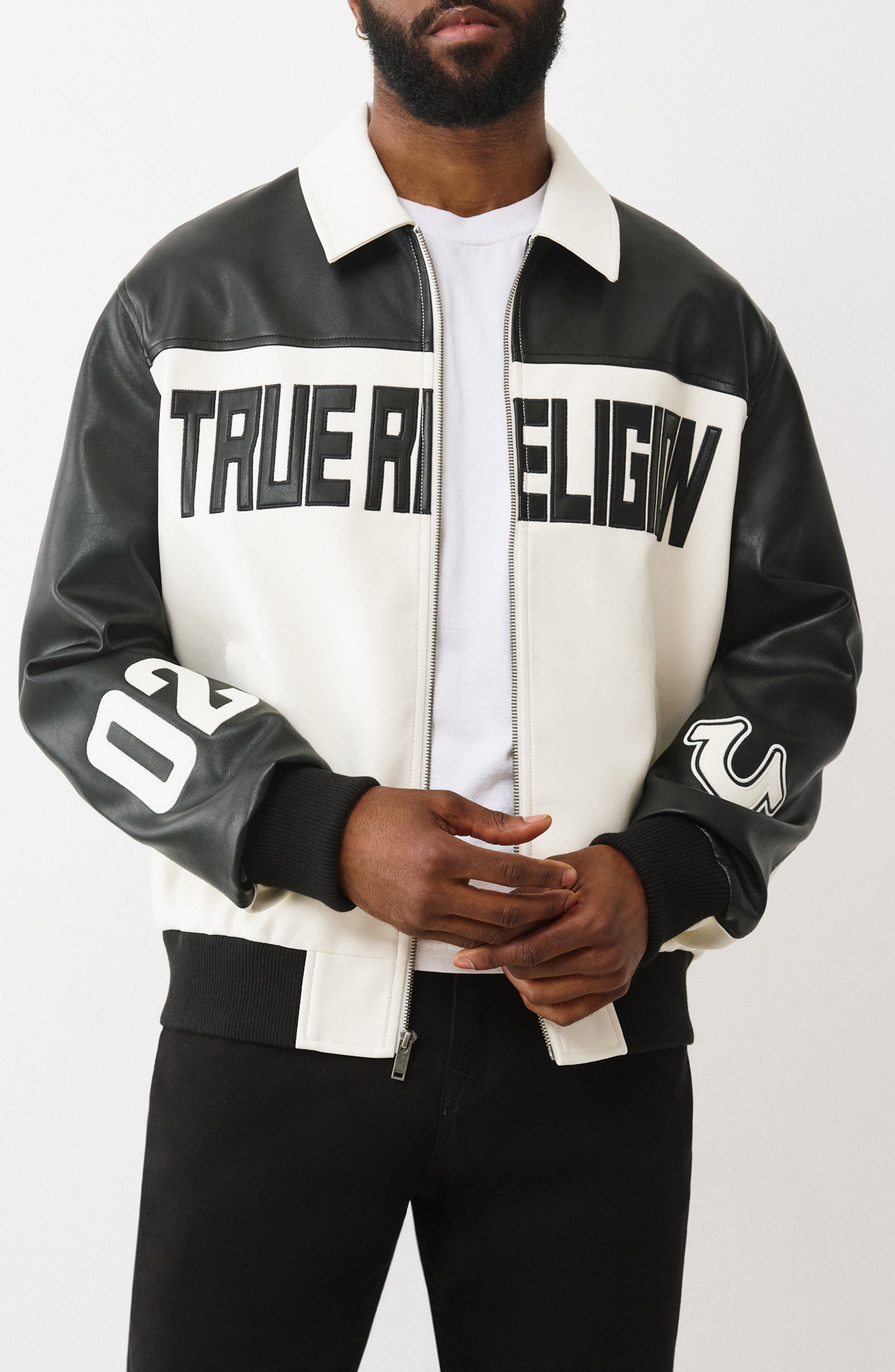True Religion Faux Leather Racing Jacket
