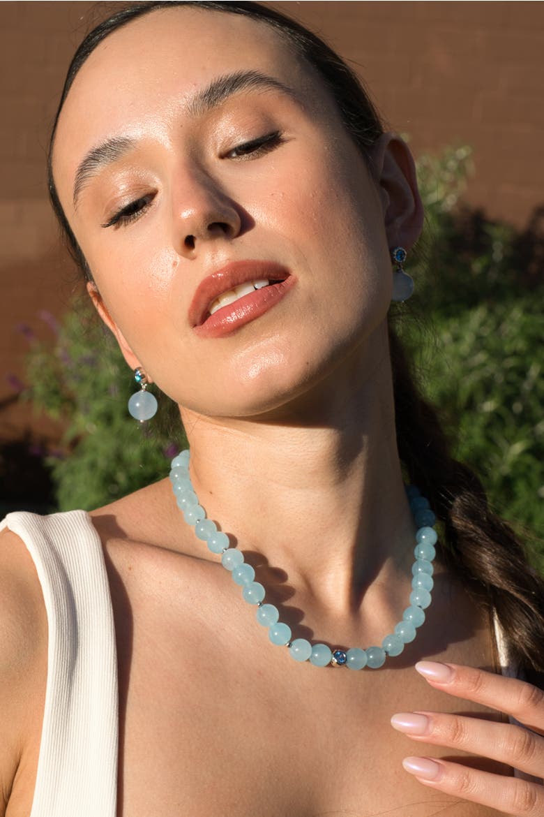 Isla Aquamarine Bead Drop Earrings, Alternate, color, Auqamarine