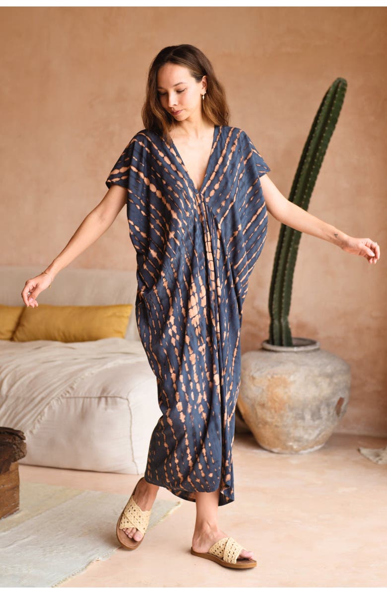 PINK HALEY Madella Printed Kaftan Dress, Alternate, color, Deep Sea Blue