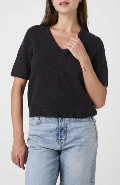 Short Sleeved V Neck Sweater