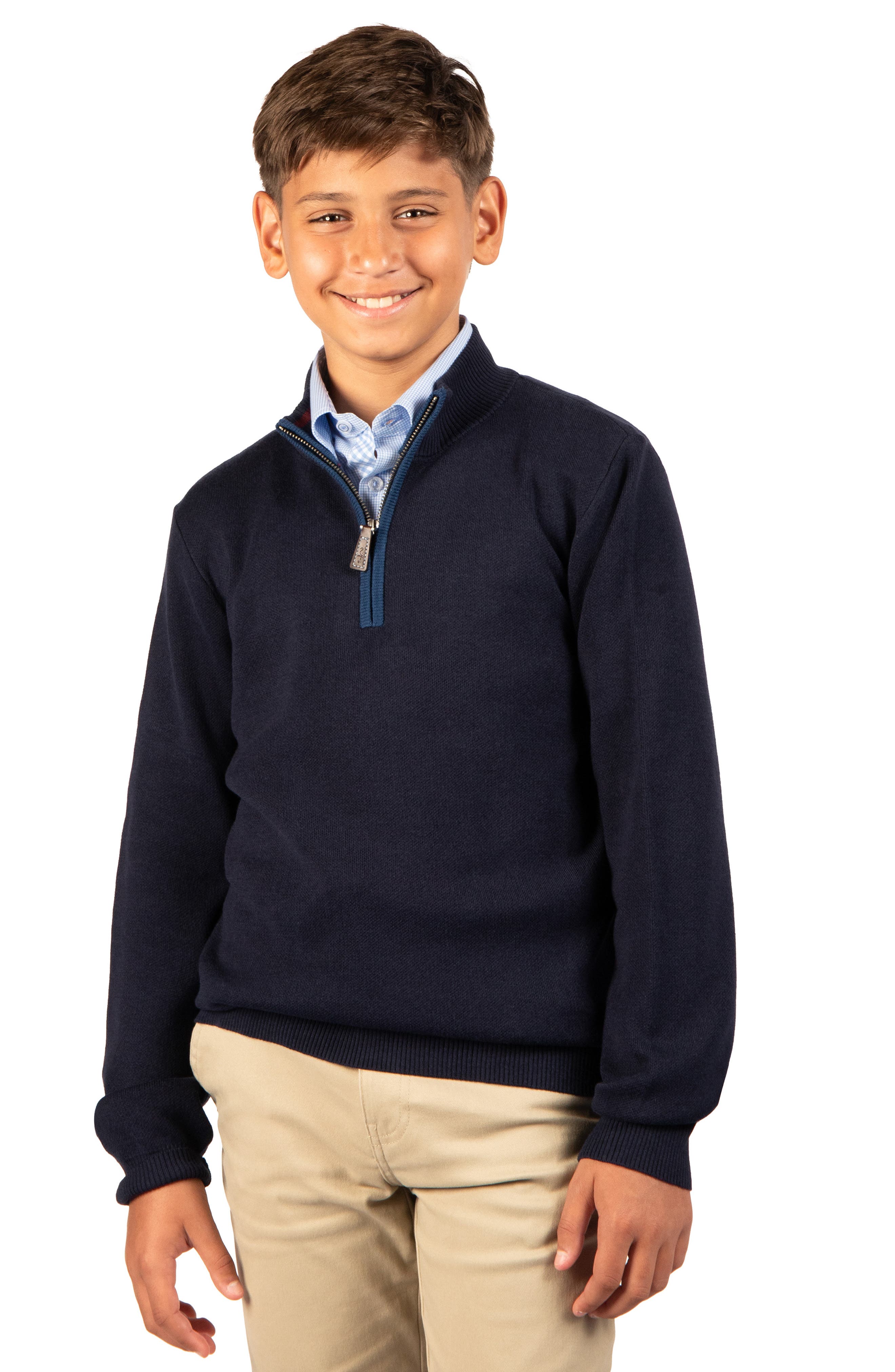 Kids' Fine Knit Quarter Zip Sweater