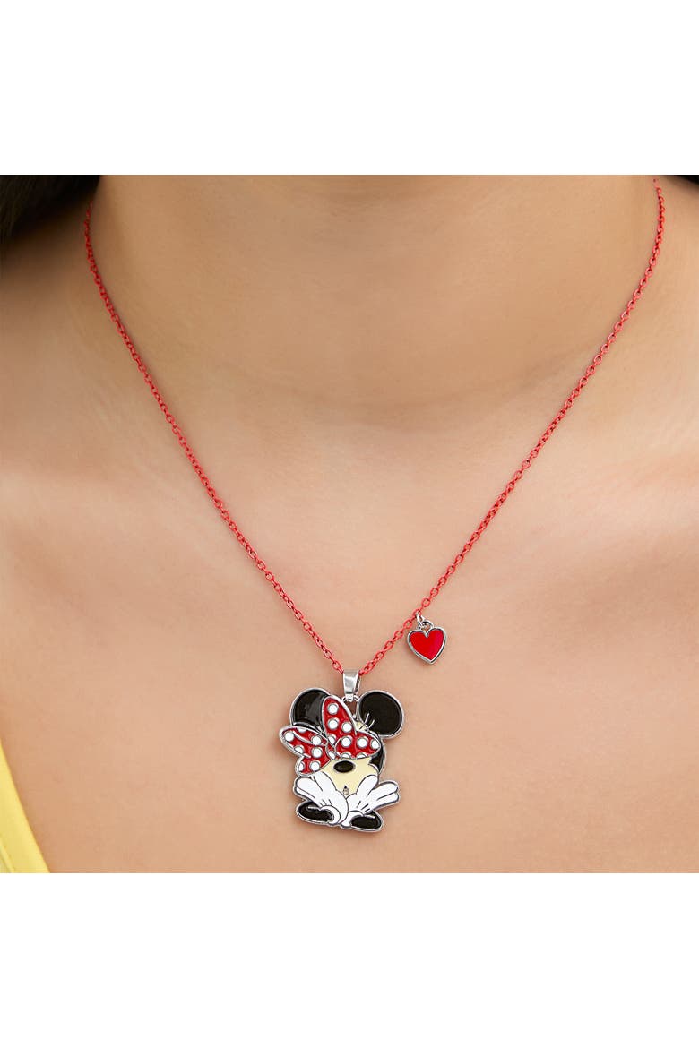 Minnie Mouse and Mickey Heart Necklace, Alternate, color, Red/Black