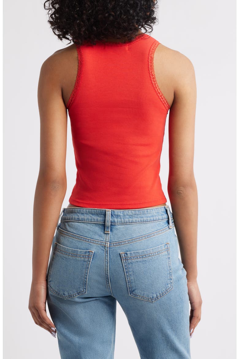 Studio Lace Accent Cotton Graphic Tank, Alternate, color, CHERRY RED