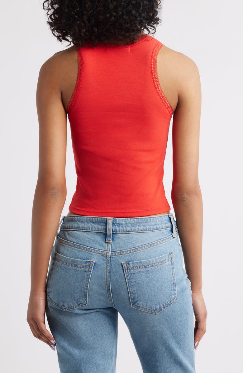 Daydreamer Studio Lace Accent Cotton Graphic Tank, Alternate, color, Cherry Red