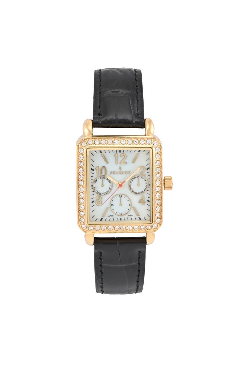 European Crystal Square Tank  Watch- 35x30MM, Main, color, Black