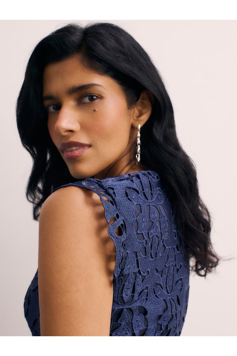 Valencia Lace Round Neck Dress, Alternate, color, Blue