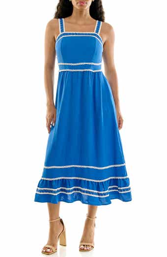 Lace Trim Fit & Flare Midi Dress