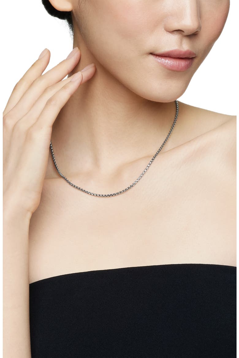 Box Chain Necklace in Sterling Silver with 14K Yellow Gold Accent, 2.7mm, Alternate, color, SILVER
