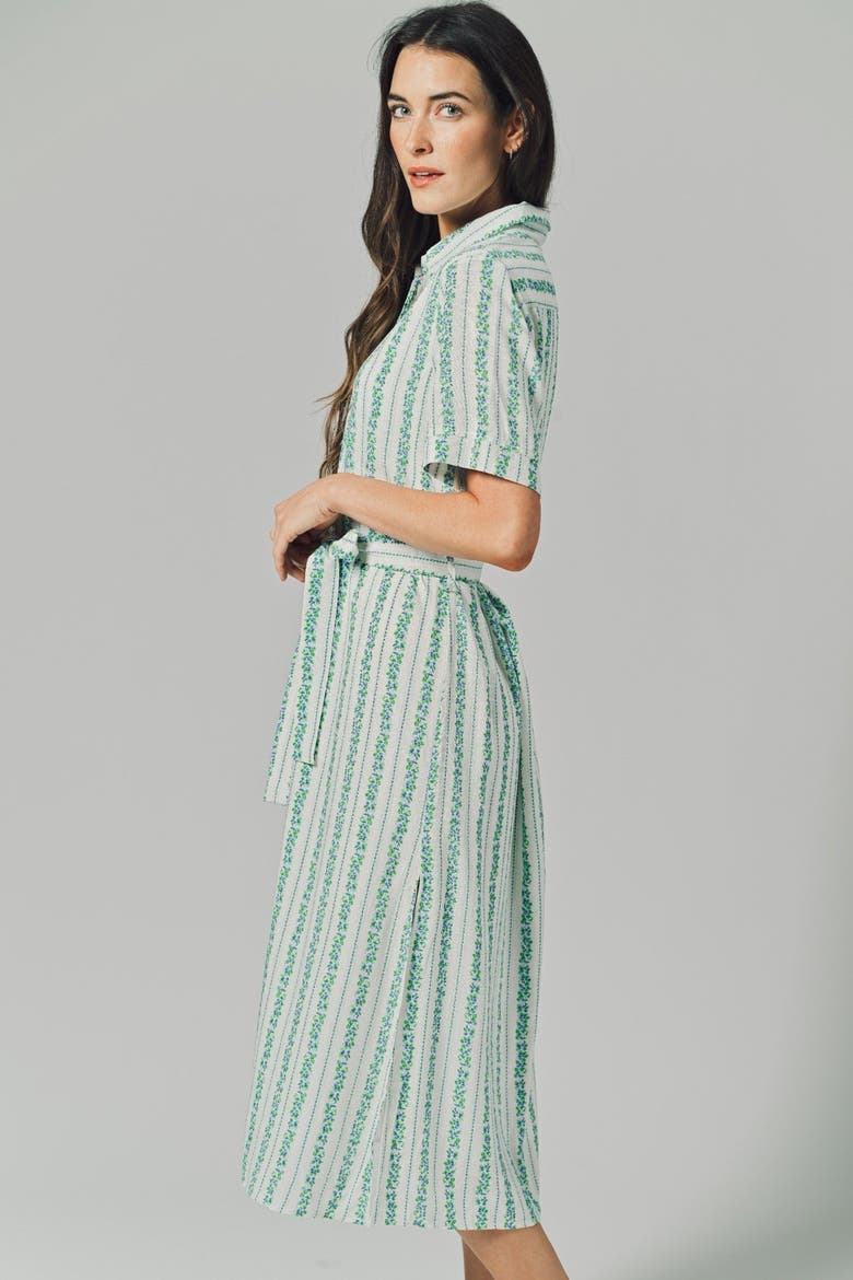 The Short Sleeve Kara Dress, Alternate, color, Blue Floral Stripe