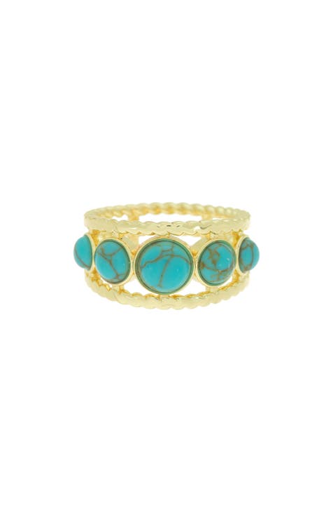 Faux Turquoise Double Band Ring