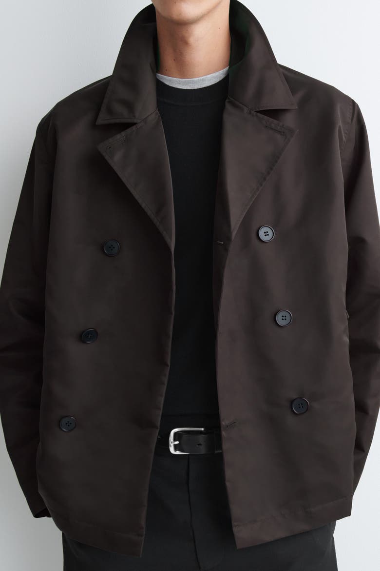 Technical Nylon Short Trench Jacket, Alternate, color, DARK BROWN