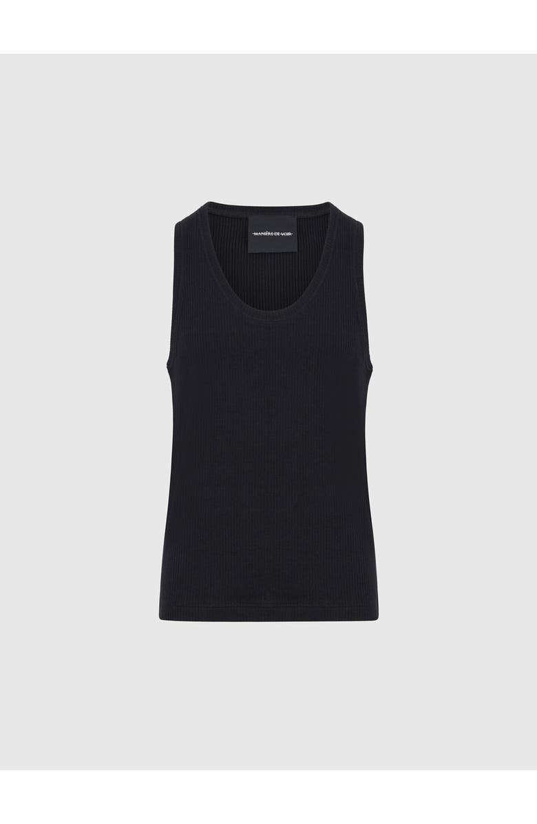 Manière De Voir Justin Ribbed Cotton Vest, Alternate, color, Black