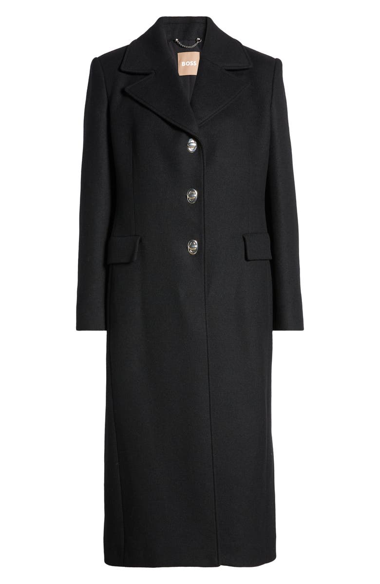 BOSS Clafa Wool Blend Longline Coat, Alternate, color, Blk