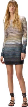 Missoni Mini Boat-neck Dress With Staggered Knit