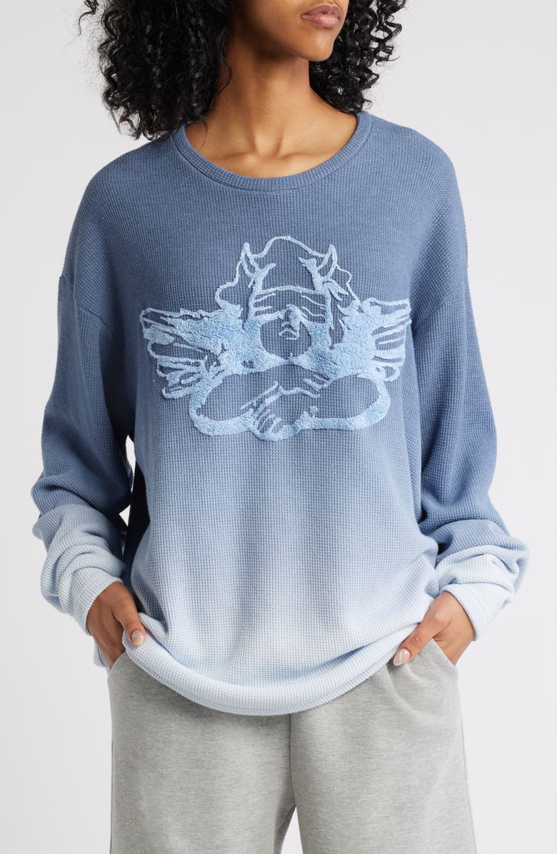 BOYS LIE Made with Heaven Blues Embroidered Oversize Thermal T-Shirt, Main, color, 