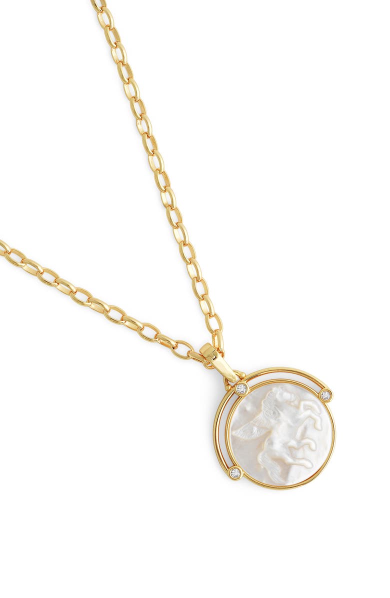 Anabel Aram Jewelry Pegasus Mother of Pearl Coin Pendant Necklace, Alternate, color, Gold Mother Of Pearl