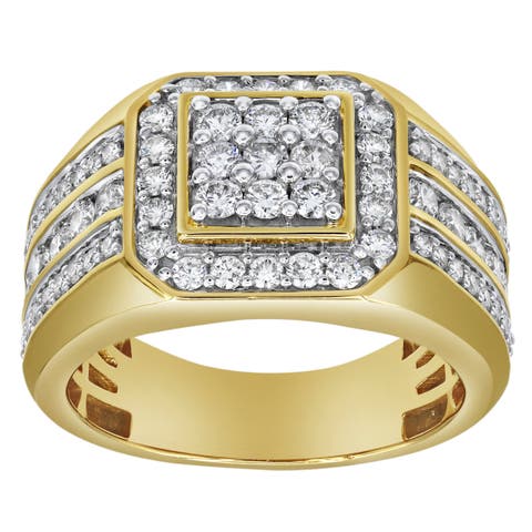 Hexonic Deluxe 14K Yellow Gold Diamond Men Statement Ring - 1.74ct.