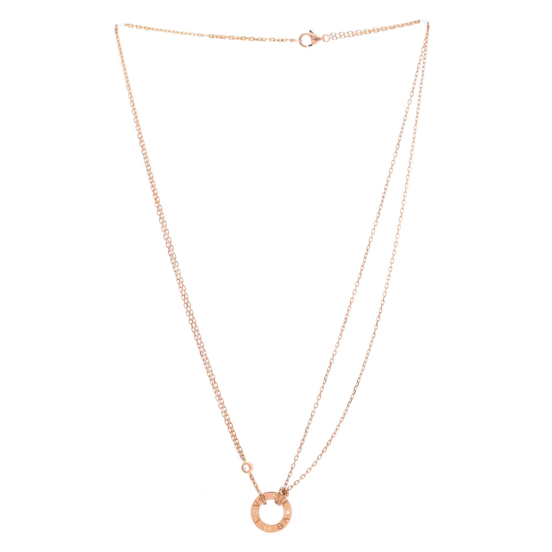 2 Diamonds Love Pendant Necklace 18K Rose Gold and Diamonds, Alternate, color, Metallic Gold
