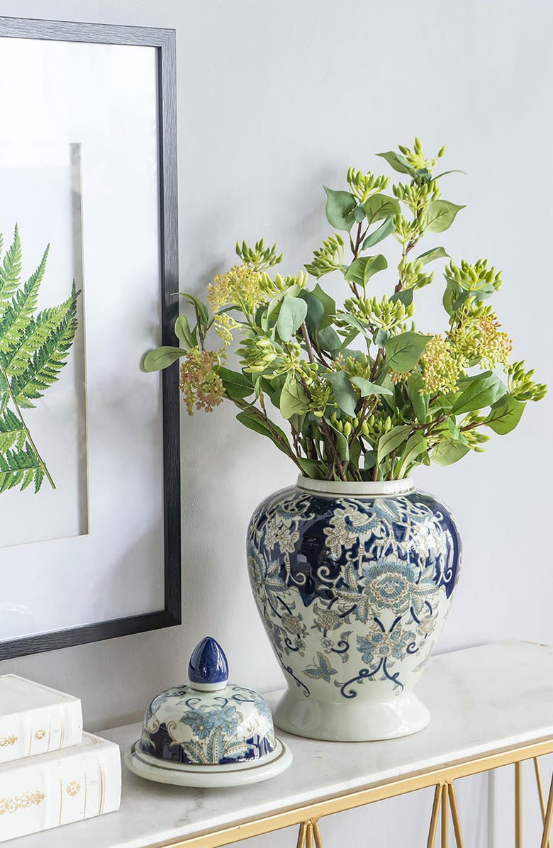 A & B Home Bryn Ginger Porcelain Lidded Jar, Alternate, color, Blue