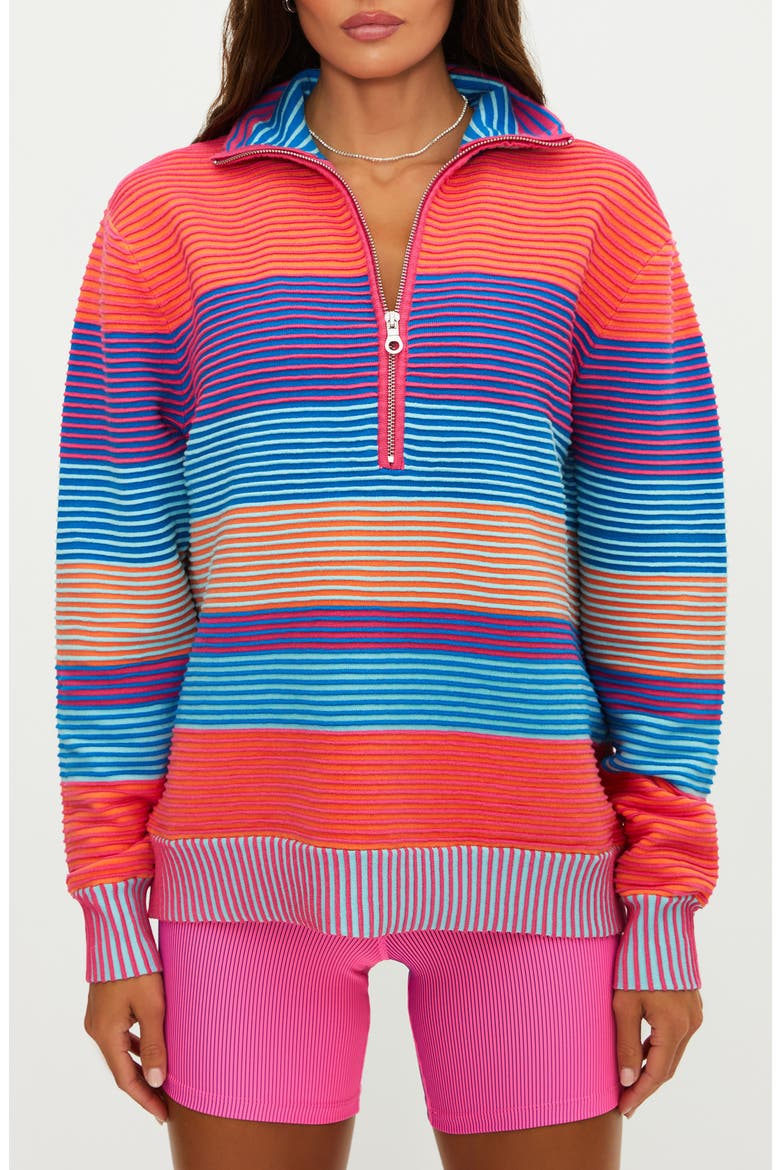 Lainey Stripe Half Zip Sweater, Alternate, color, VIBRANT VOLLEY STRIPE