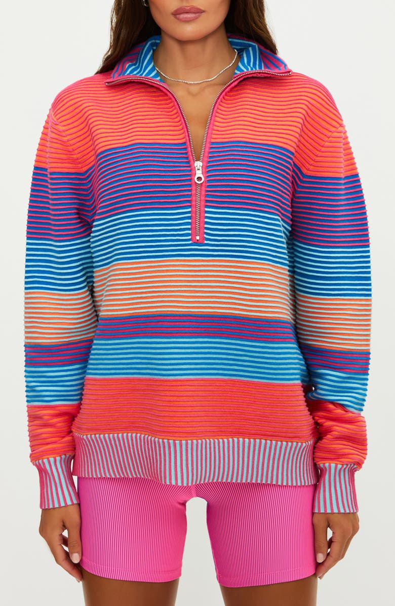 Beach Riot Lainey Stripe Half Zip Sweater, Alternate, color, Vibrant Volley Stripe