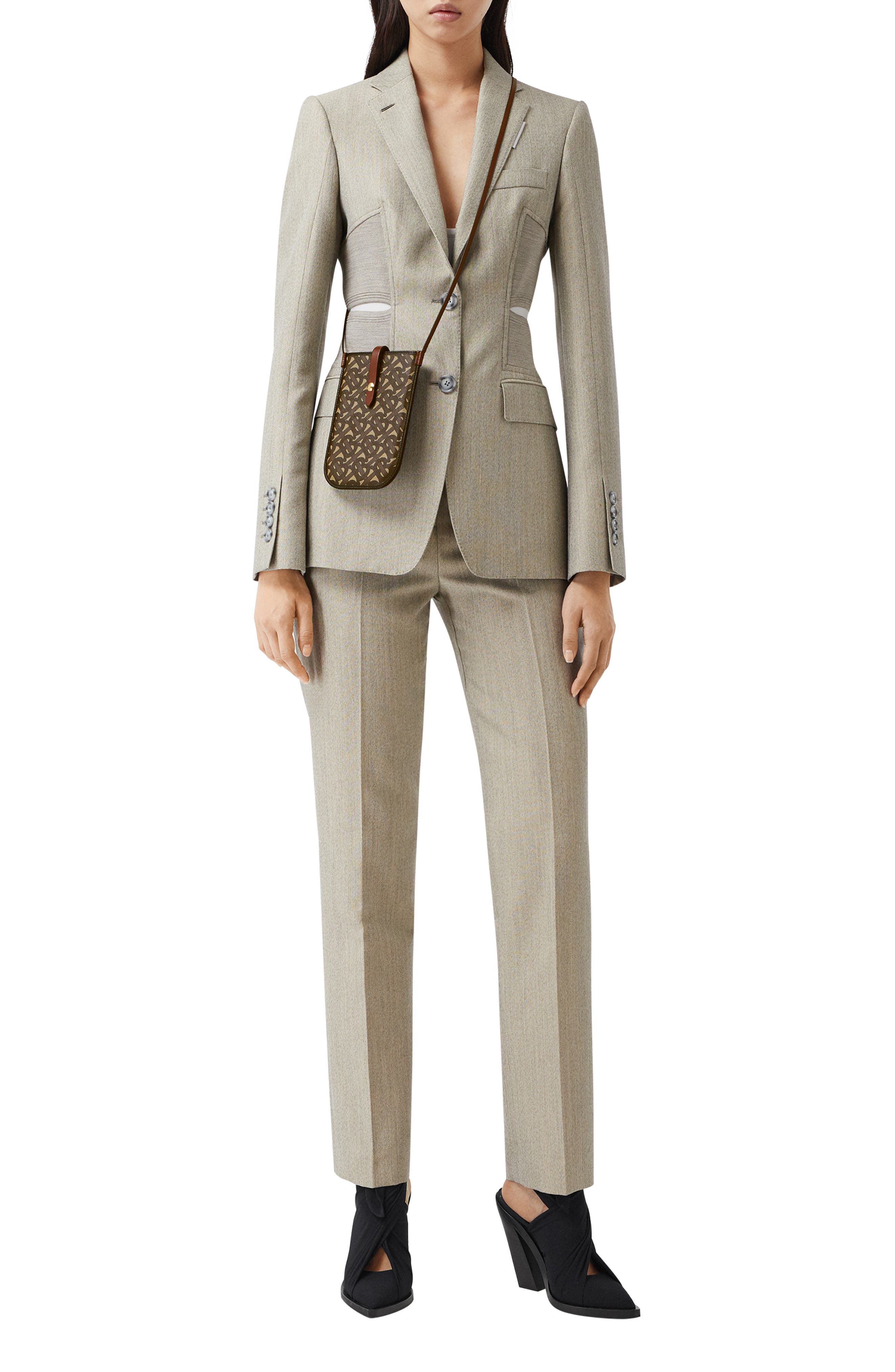 Burberry Anne Monogram Print E-Canvas & Leather Smartphone Crossbody Case, Alternate, color, 