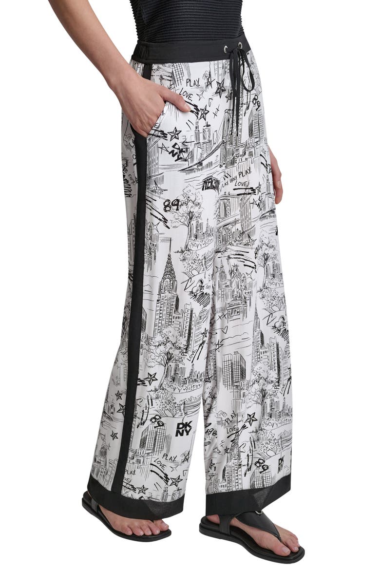New York Print Wide Leg Pants, Alternate, color, NEW YORK TOILE WHITE