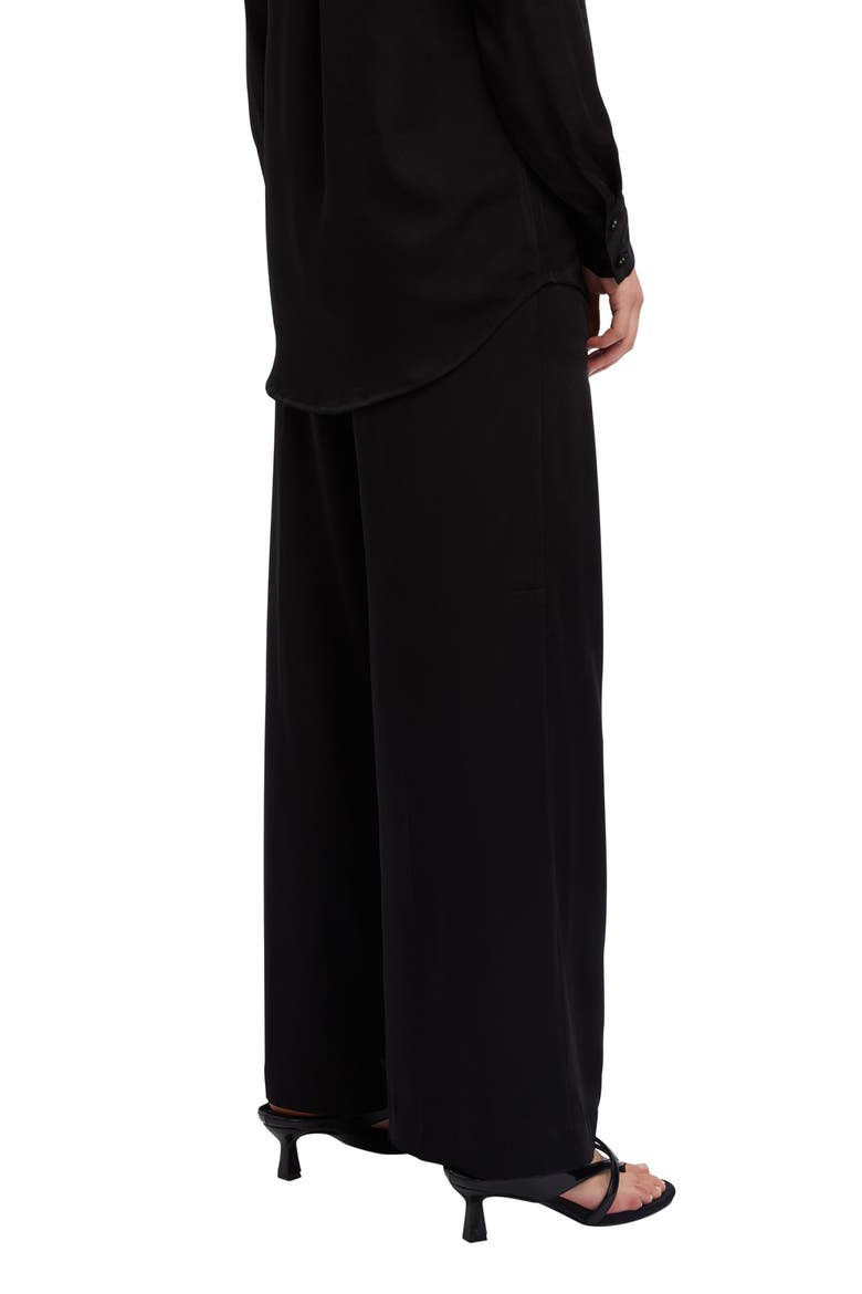 Lena Pleat Front Satin Pants, Alternate, color, BLACK
