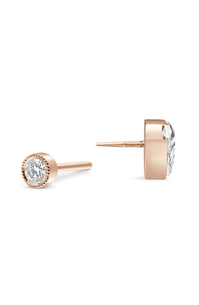 MARIA TASH Invisible Set Single Diamond Stud Earring, Alternate, color, Rose Gold