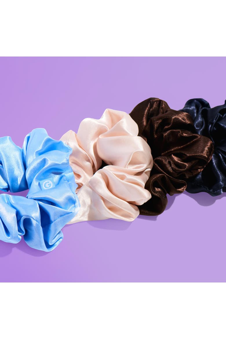 Large Satin Hair Scrunchies, Alternate, color, Brown