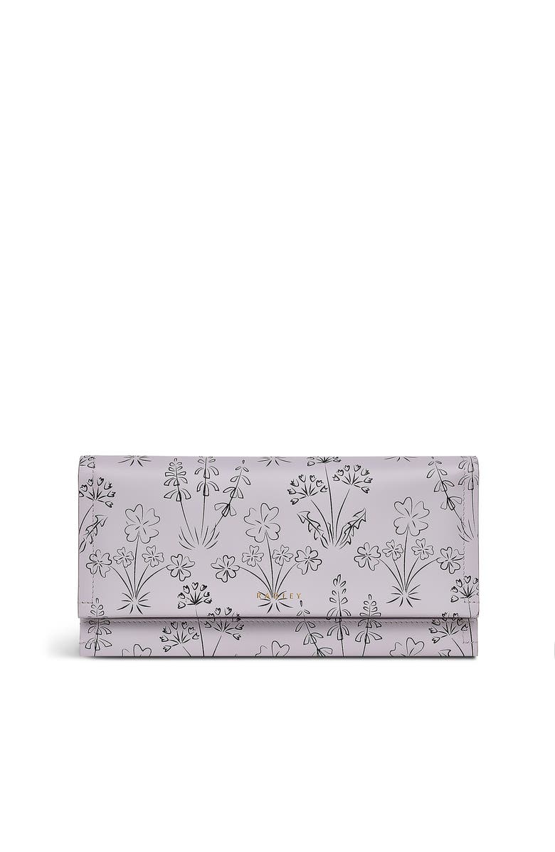 Radley Wild Flowers Large Flapover Wallet, Main, color, Thistle