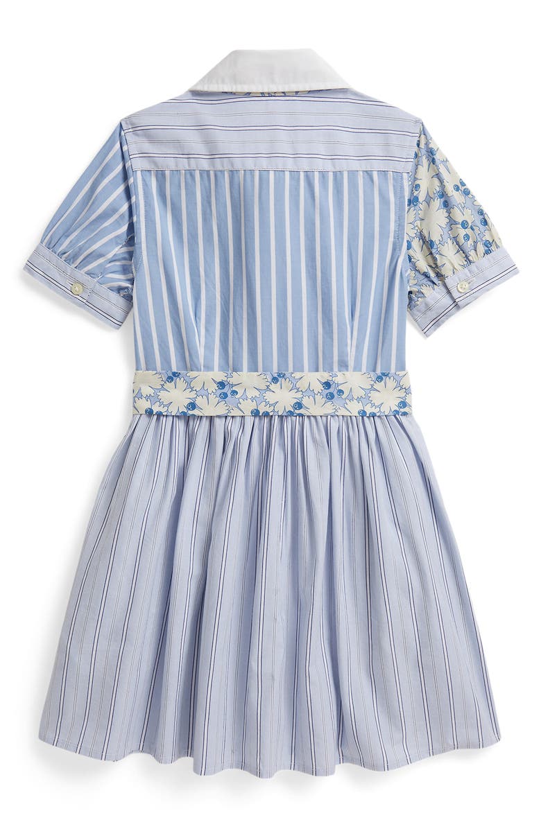 Polo Ralph Lauren Kids' Colorblock Short Sleeve Cotton Poplin Shirtdress, Alternate, color, Blue Multi