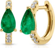 Anita Ko 18k Gold Diamond & Emerald Huggie Hoop Earrings