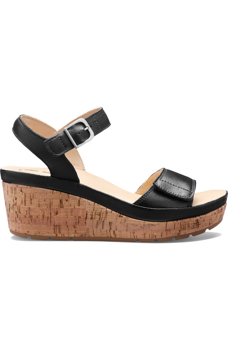 Samuel Hubbard Portola Two-Strap Wedge Sandal, Alternate, color, Black Leather/ Black Leather