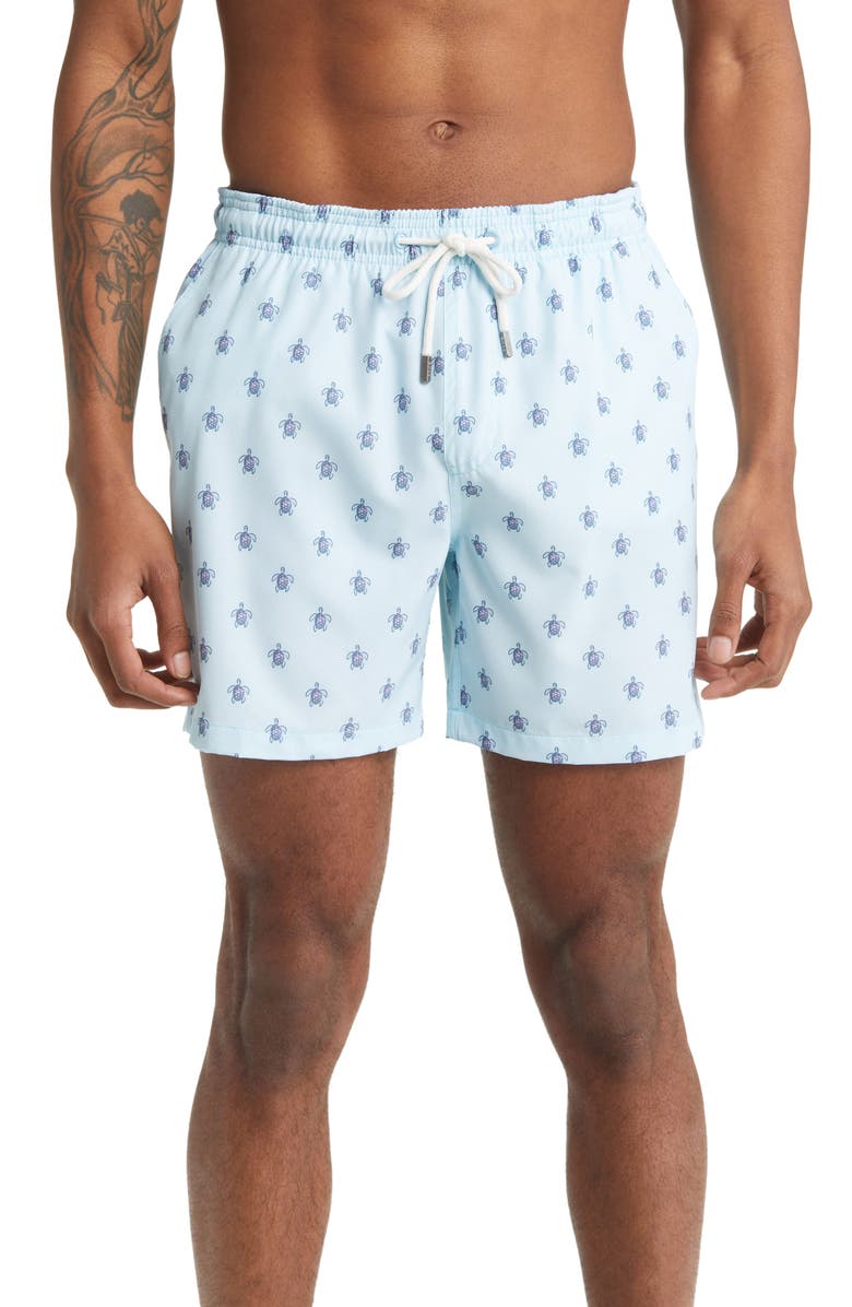 Stone Rose Turtle Print Swim Trunks, Main, color, 