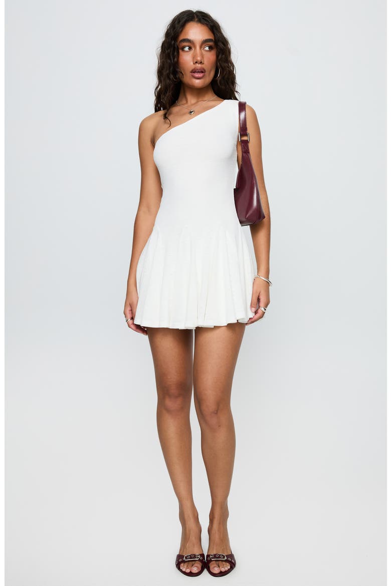 Writing Vows One-Shoulder Minidress, Alternate, color, WHITE