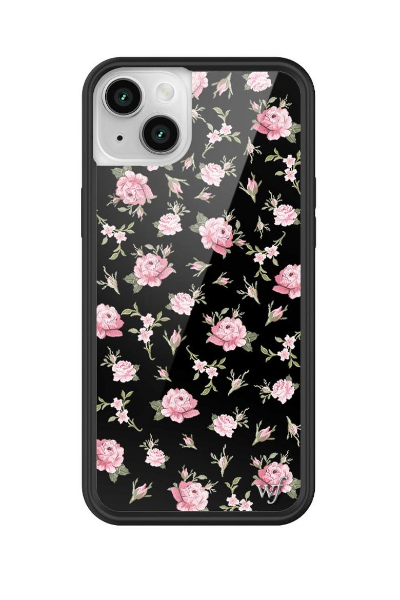 Black and Pink Floral iPhone Case, Alternate, color, Black