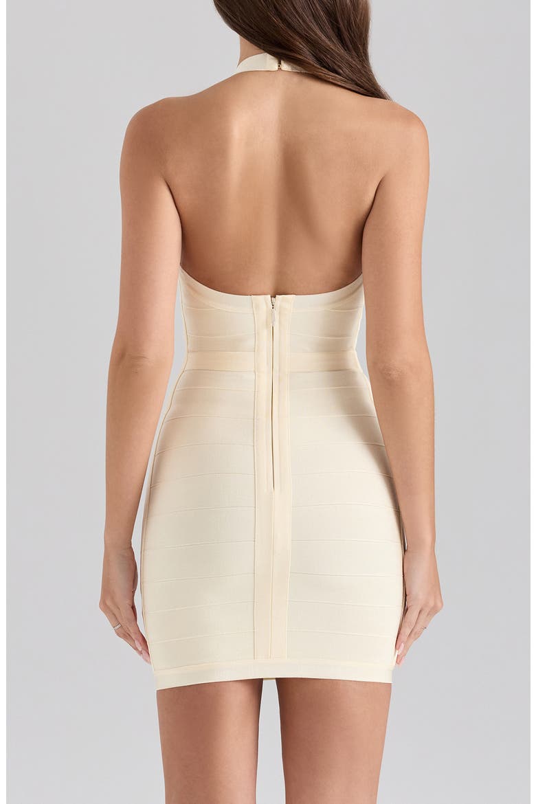 white halter neck bandage dress Cornelia Beige Halter Bandage Dress Styled collective XL (14-16)
