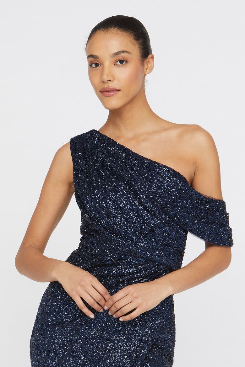 Briella One-Shoulder Cocktail, Alternate, color, Navy